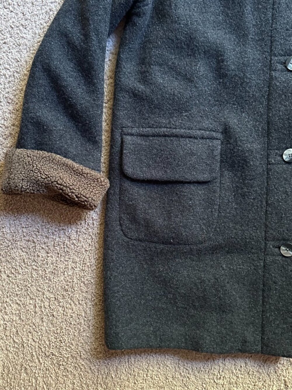 Talbots Jacket Womens Medium Button Close 100% Wool Grey Pockets Overcoat - Picture 6 of 14
